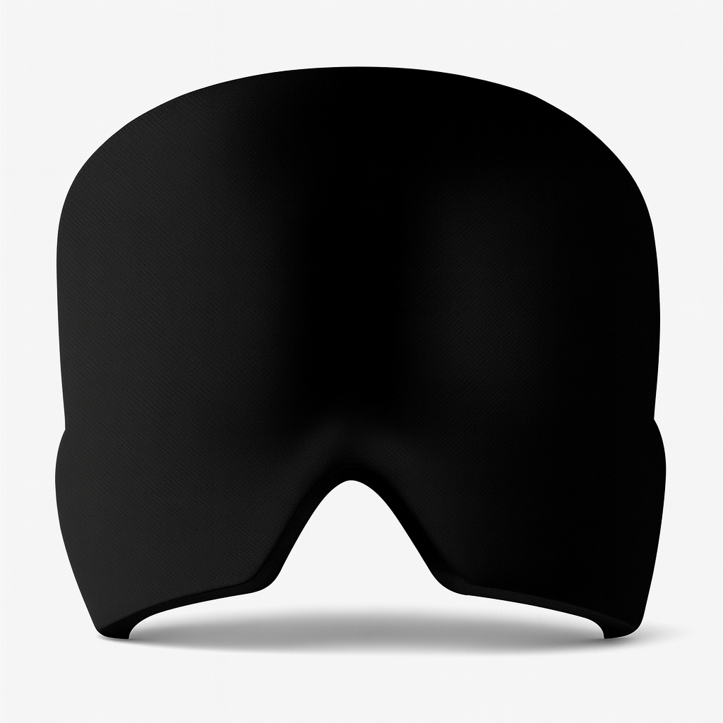 Black reusable hot & cold therapy sleep mask for migraine and stress relief.